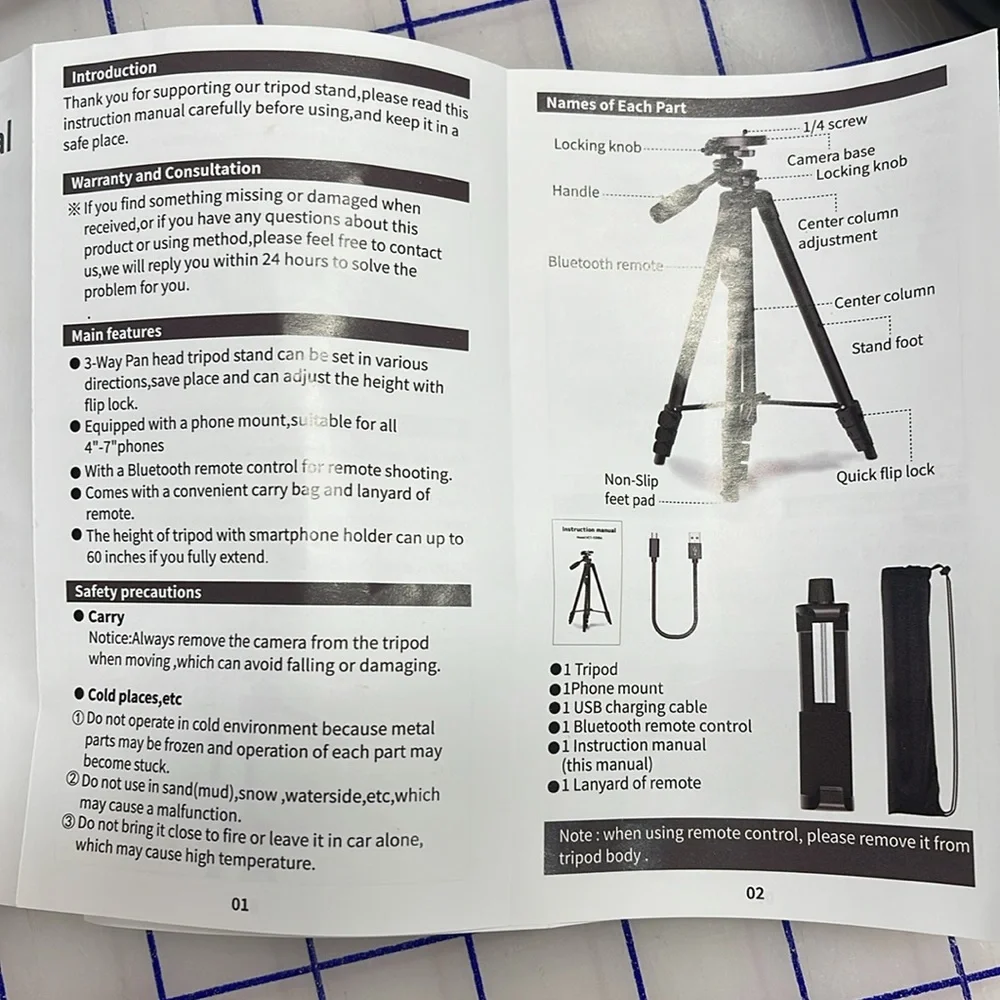 Camera Phone Tripod Stand, Max Length with Mount 60” VCT-5308RM yunteng new